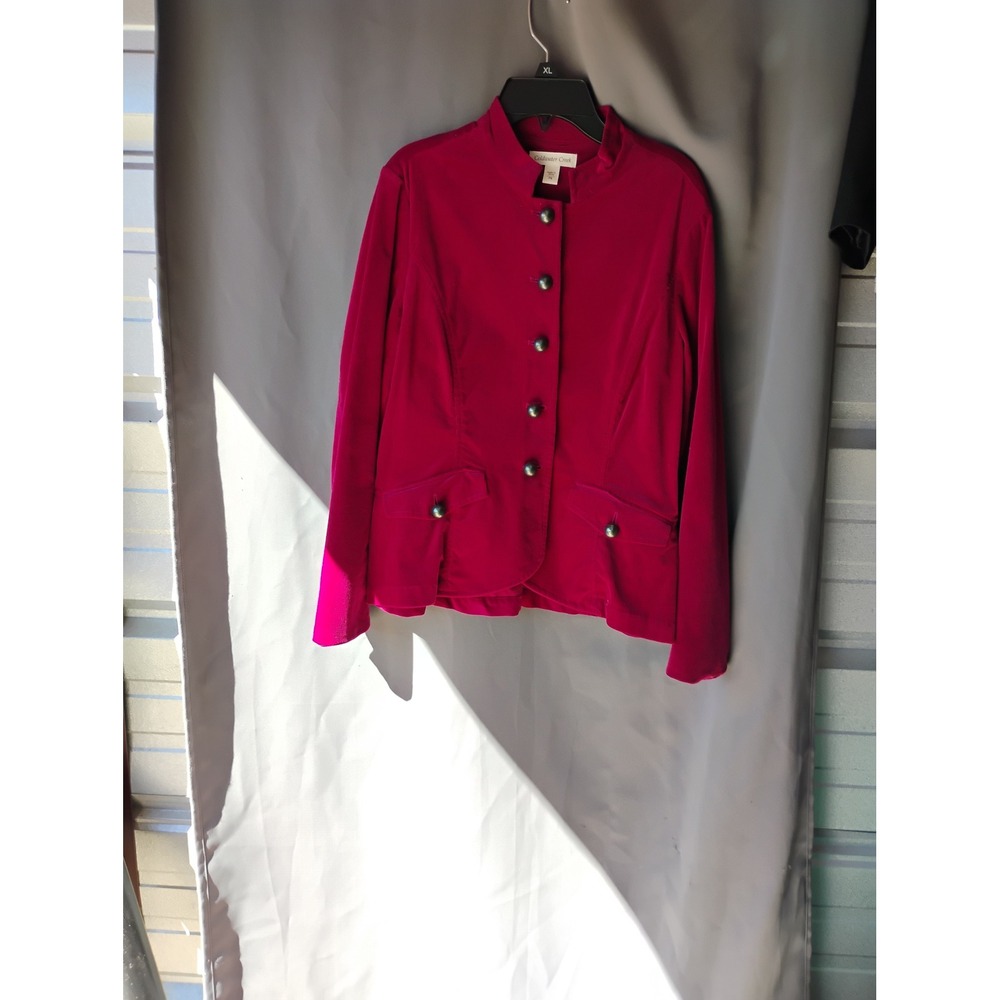 Coldwater Creek Magenta Pink Corduroy Mock Neck Button Blazer Jacket Petite 8